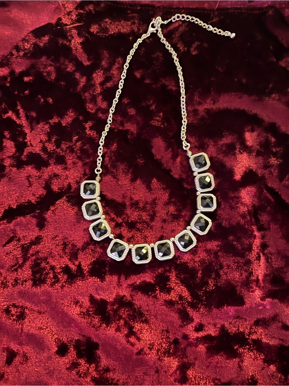 Elegant Black Stone Statement Necklace - 16”
